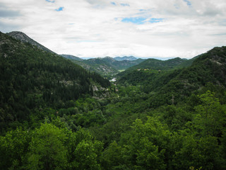 panoramic view of the mountains and the forest near Lake Skadar