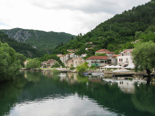 Fototapeta na wymiar magnificent view of Skadar Lake and Rijeka Crnojevića city, montenegro