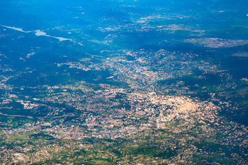 Fototapeta na wymiar Aerial view of Grasse, south of France and surrounding countryside