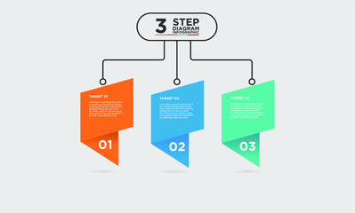 3 step diagram infographic element. Business concept with three options and number, steps or processes. data visualization. Vector illustration.