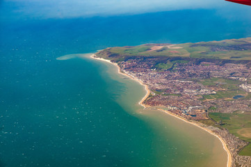 Fototapeta na wymiar Aerial view of Pevensey Bay, Eastbourne and Beachy Head, south England