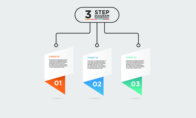 3 step diagram infographic element. Business concept with three options and number, steps or processes. data visualization. Vector illustration.