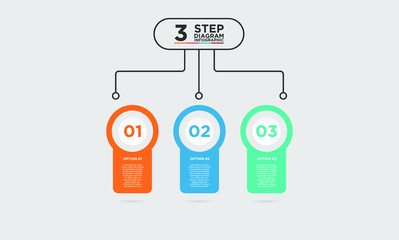 Obraz premium 3 step diagram infographic element. Business concept with three options and number, steps or processes. data visualization. Vector illustration.