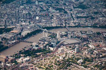 Fototapeta premium Aerial view of central London around Waterloo Station and surrounds