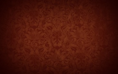 Stylish brown vintage wallpaper with a vignette, retro background