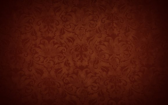 Stylish brown vintage wallpaper with a vignette, retro background