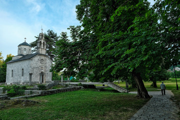 Fototapeta na wymiar The Cipur church, also known as Church of the Nativity of the Virgin, built on the ruins of Old Cetinje Monastery. Cetinje, Montenegro