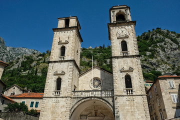 Fototapeta na wymiar St Tryphons Cathedral. Roman Catholic Cathedral in the centre of Kotor, Montenegro
