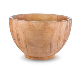 Wooden bowl isolated on white background