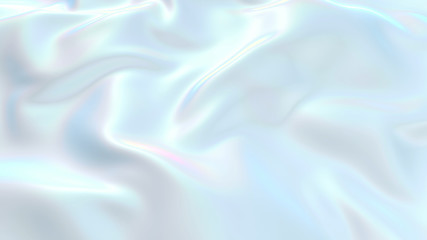 3D render beautiful folds of white silk in full screen, like a beautiful clean fabric background. Simple soft background with smooth folds like waves on a liquid surface. Nacre 4