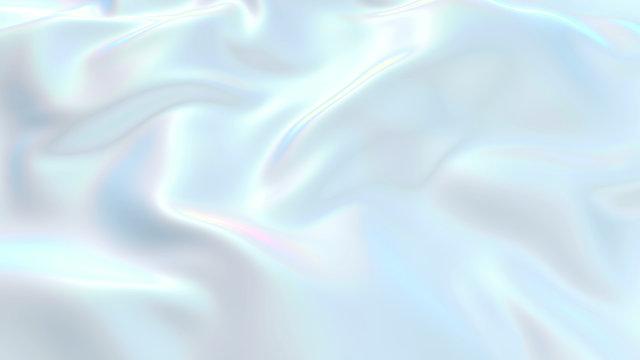 3D render beautiful folds of white silk in full screen, like a beautiful clean fabric background. Simple soft background with smooth folds like waves on a liquid surface. Nacre 4
