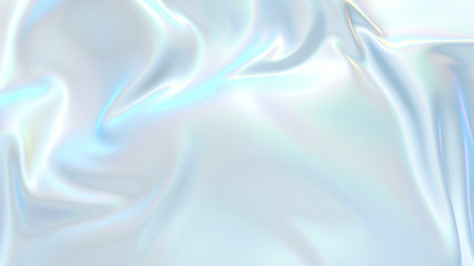 3D render beautiful folds of white silk in full screen, like a beautiful clean fabric background. Simple soft background with smooth folds like waves on a liquid surface. Nacre 68