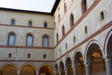 Fototapeta na wymiar Milan, court of the medieval castle