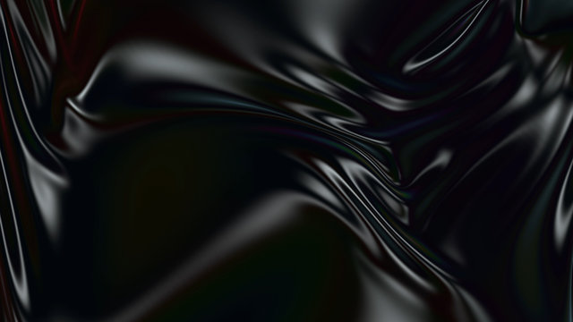 3D render beautiful folds of black silk in full screen, like a beautiful clean fabric background. Simple soft background with smooth folds like waves on a liquid surface. 20
