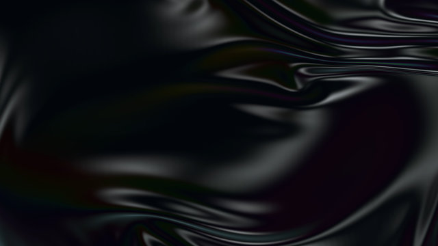 3D render beautiful folds of black silk in full screen, like a beautiful clean fabric background. Simple soft background with smooth folds like waves on a liquid surface. 28