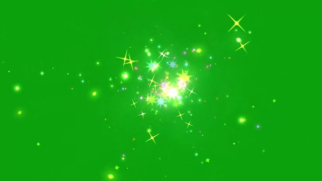 Rainbow sparkles with green screen background