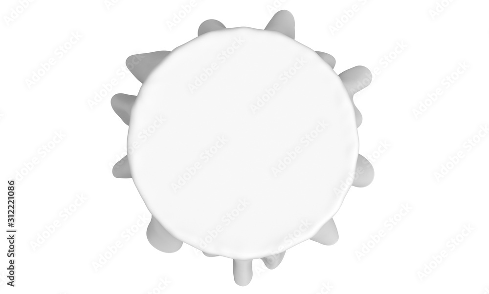 Poster 3d rendering. aerial view of empty white table cloth use in wedding party with clipping path isolate