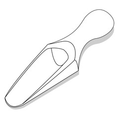 empty wooden scoop on a white background. Vector illustration. Monochrome image..