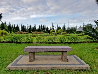 Stone bench in a park