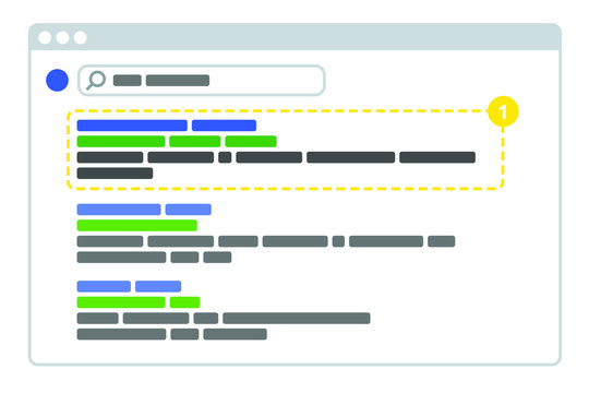 Custom Search Engine Results Scheme In Browser Window With Highlited First Place