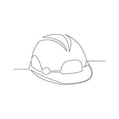 continuous line drawing of contractor helmet vector illustration