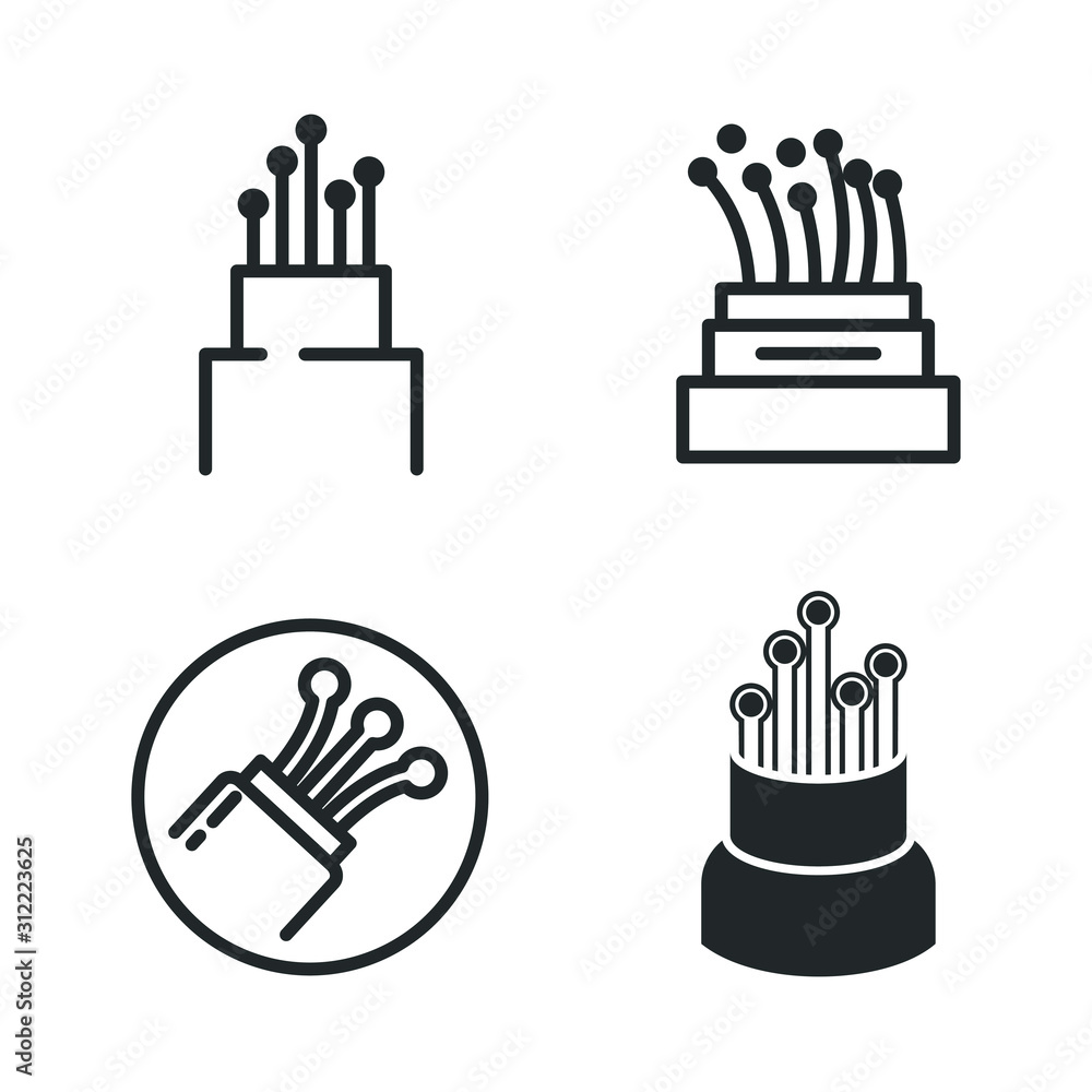 Leinwandbilder optical fiber icon template color editable. network connection, computer wire, cable bobbin, data tr