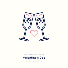 Love outline icon isolated on white, hand drawn vector illustration. Happy Valentine's Day. Concept for card, children print, social media post