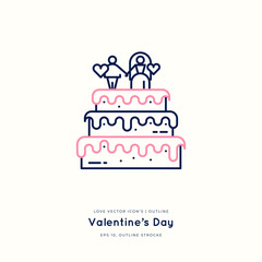 Love outline icon isolated on white, hand drawn vector illustration. Happy Valentine's Day. Concept for card, children print, social media post
