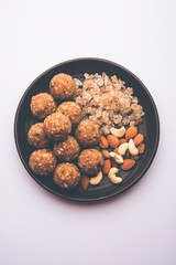 sweet Dink laddu also known as Dinkache ladoo or gond ke laddoo made using edible gum with dry fruits 