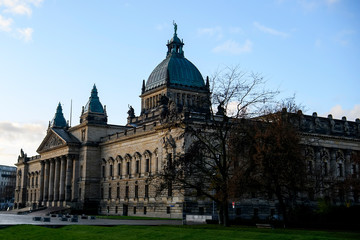 Building of Germany Federal Administrative Court in morning light. Historical part of Leipzig,...