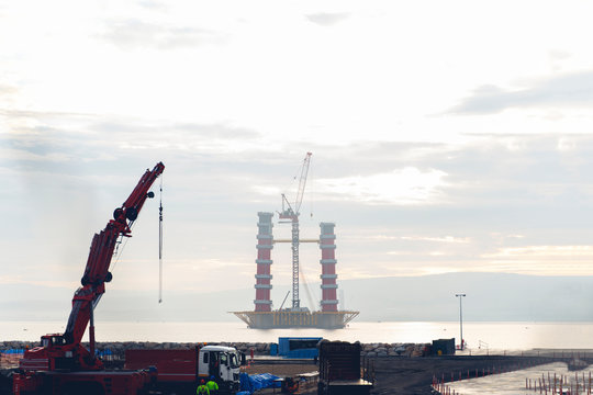 Construction area of ​​the Canakkale Bridge
