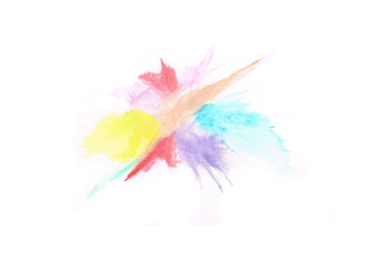 Multicolored splash watercolor blot on white background