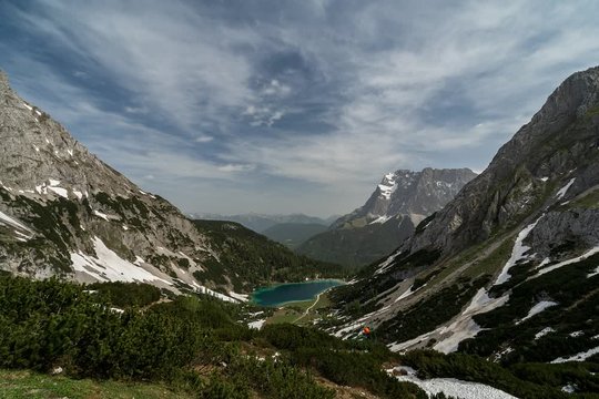 Time lapse of lake seebensee near coburger h&uuml;tte hut ehrwald in the austrian alps. 