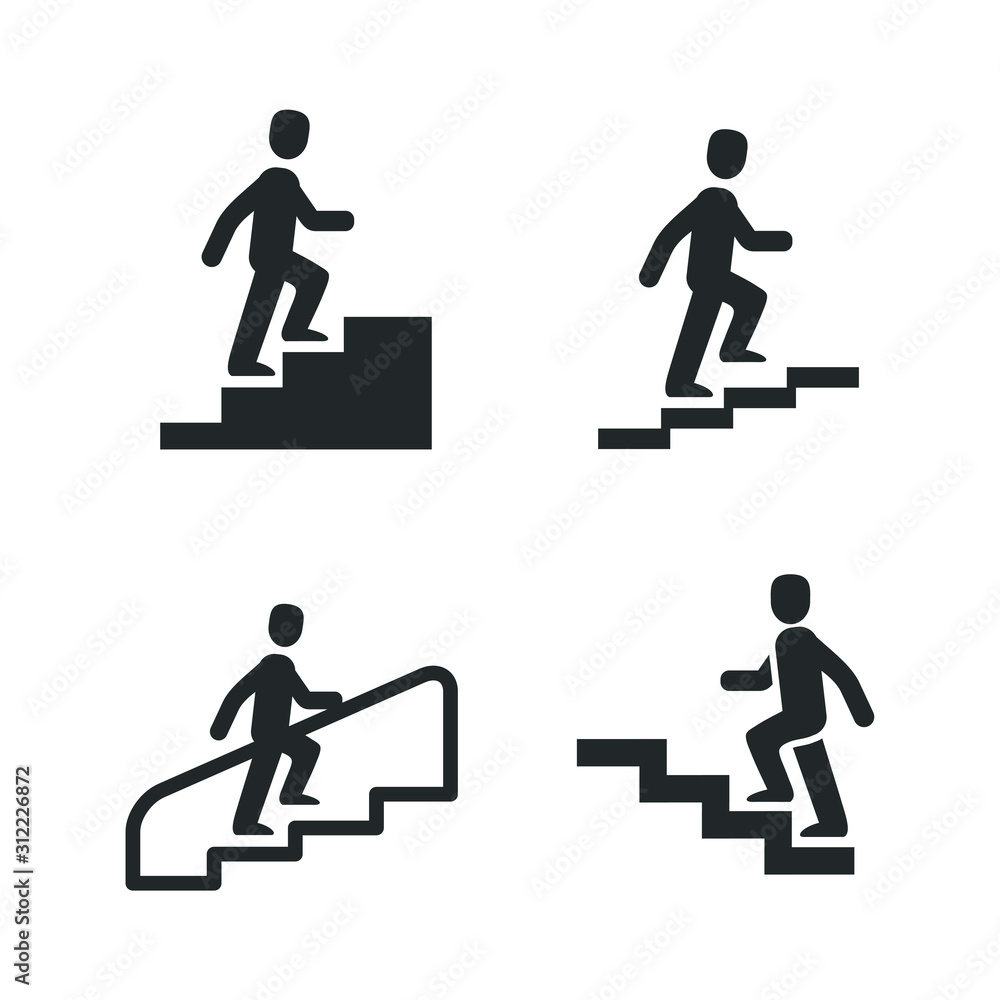 Poster walk up stairs icon template color editable. man on stairs going up symbol vector sign isolated on w