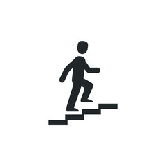 Walk Up Stairs icon template color editable. Man on Stairs going up symbol vector sign isolated on white background illustration for graphic and web design.