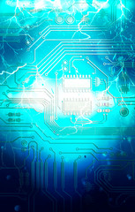 Electronic circuit board with electric explosion effect.