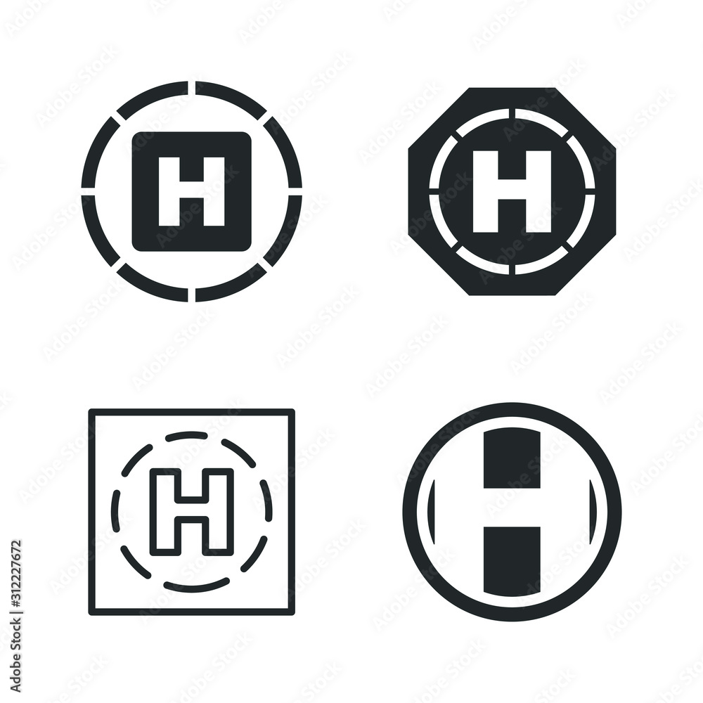 Poster helicopter landing pad icon template color editable. helipad symbol vector sign isolated on white ba