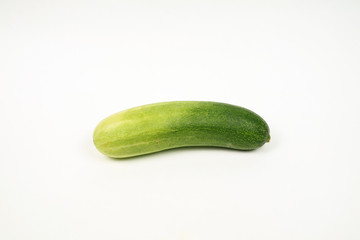 fresh green cucumber on white background