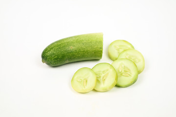 fresh green cucumber on white background