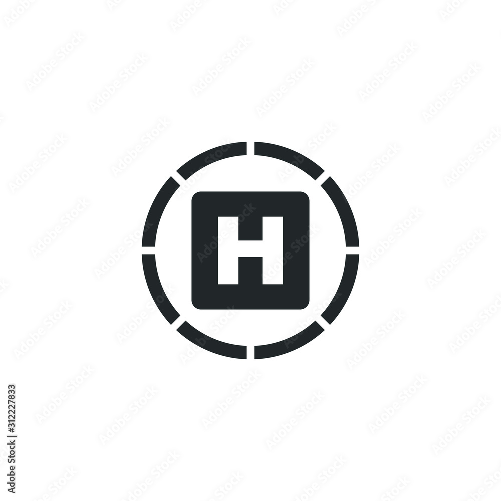 Poster helicopter landing pad icon template color editable. helipad symbol vector sign isolated on white ba
