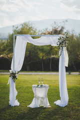 wedding reception table with white flowers