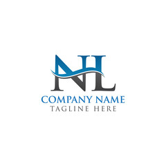 Swoosh Letter NL Logo Design Vector Template. Water Wave NL Logo Vector.