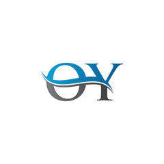 Swoosh Letter OY Logo Design Vector Template. Water Wave OY Logo Vector.