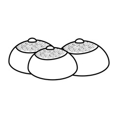 set of delicious round breads line style icon vector illustration design