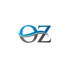 Swoosh Letter OZ Logo Design Vector Template. Water Wave OZ Logo Vector.