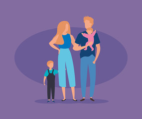 parents with sons avatar character vector illustration design