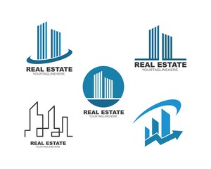 real estate modern city building vector template