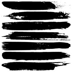 Collection of vector grunge brushes. Paint strokes with a dry brush. Abstract ink blots on a white background