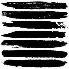 Collection of vector grunge brushes. Paint strokes with a dry brush. Abstract ink blots on a white background