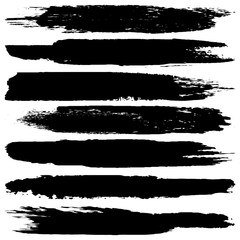 Collection of vector grunge brushes. Paint strokes with a dry brush. Abstract ink blots on a white background